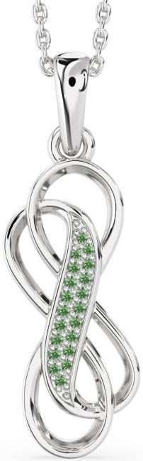 Green Diamond Silver Infinity Necklace