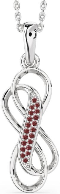 Garnet Silver Infinity Necklace