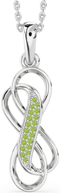 Peridot Silver Infinity Necklace