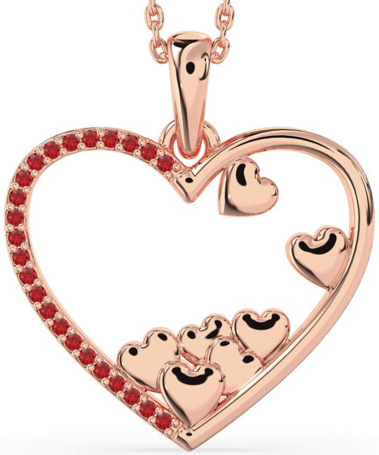 Large Ruby Rose Gold Heart Necklace