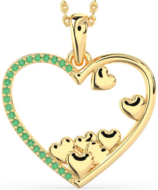 Large Emerald Gold Heart Necklace