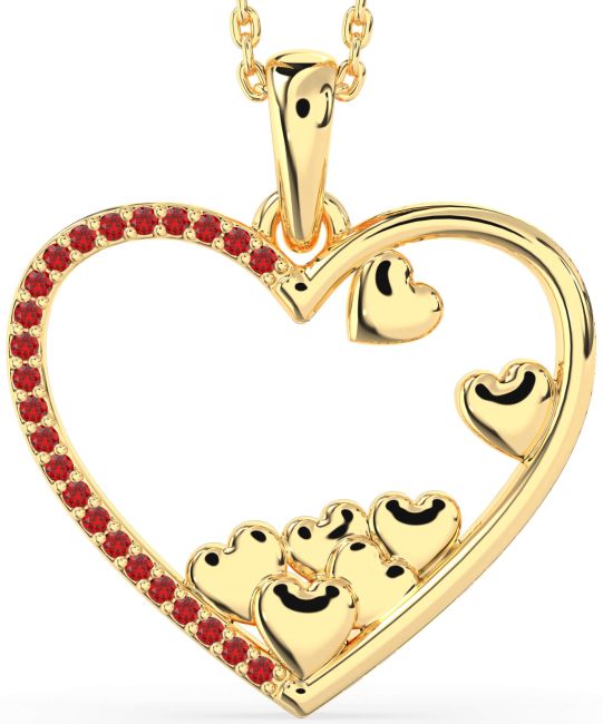 Large Ruby Gold Heart Necklace