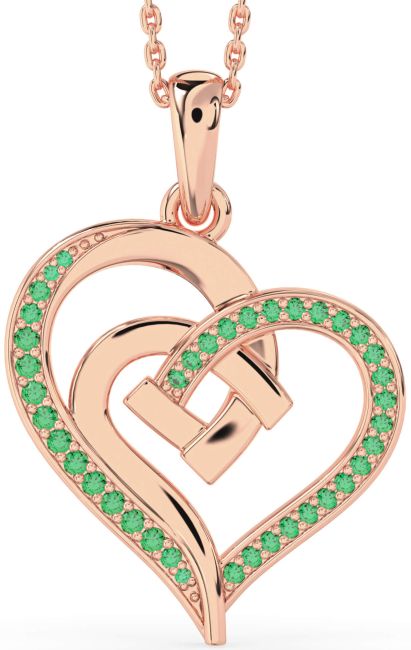 Emerald Rose Gold Heart Necklace