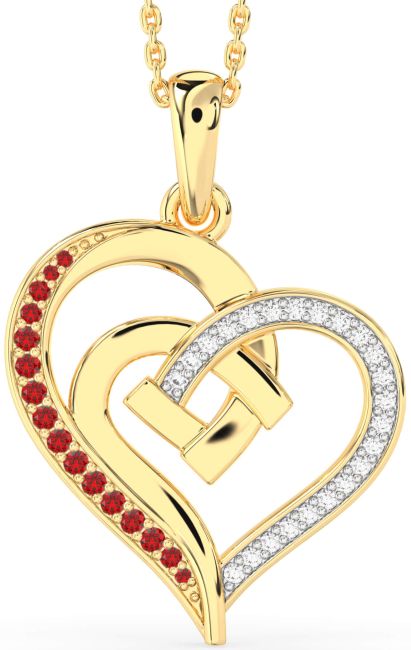 Diamond & Ruby Gold Heart Necklace