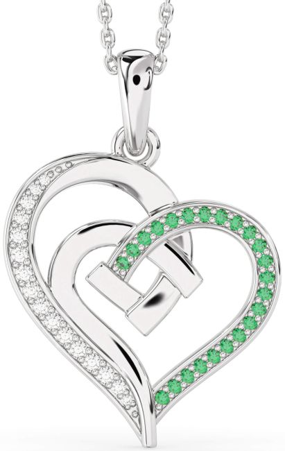 Emerald & Diamond Platinum Heart Necklace