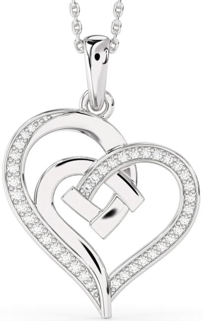 Diamond Silver Heart Necklace