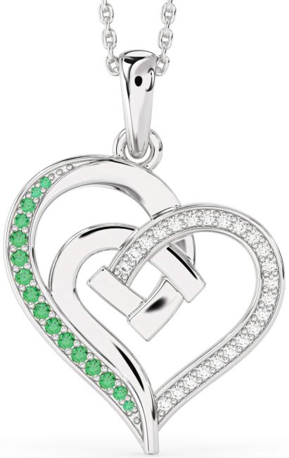 Diamond & Emerald Platinum Heart Necklace