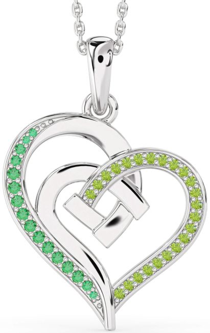 Emerald & Peridot Silver Heart Necklace