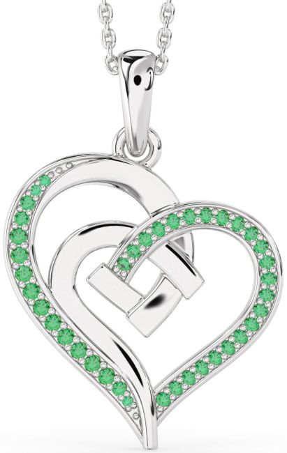 Emerald Platinum Heart Necklace