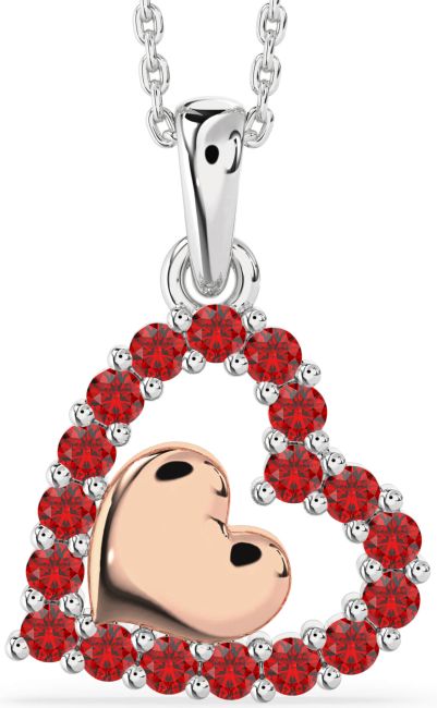 Ruby Rose Gold Silver Heart Necklace