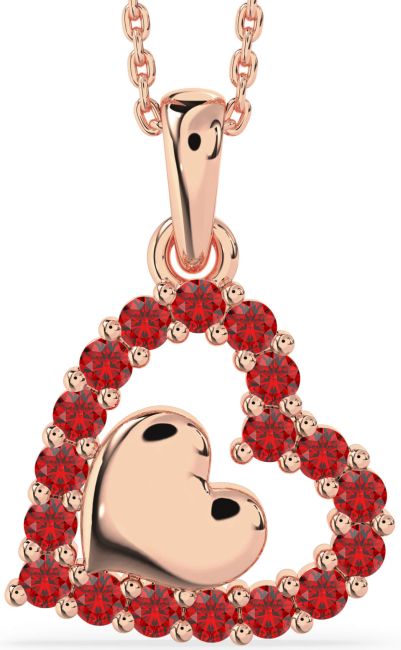 Ruby Rose Gold Heart Necklace