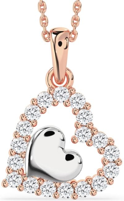 Diamond White Rose Gold Heart Necklace