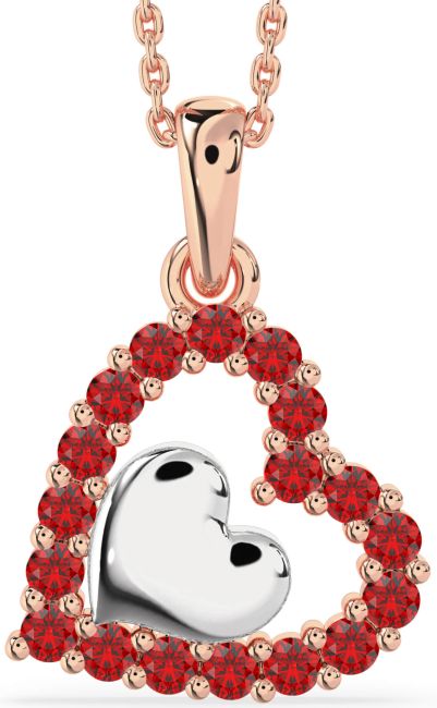 Ruby Rose Gold Silver Heart Necklace