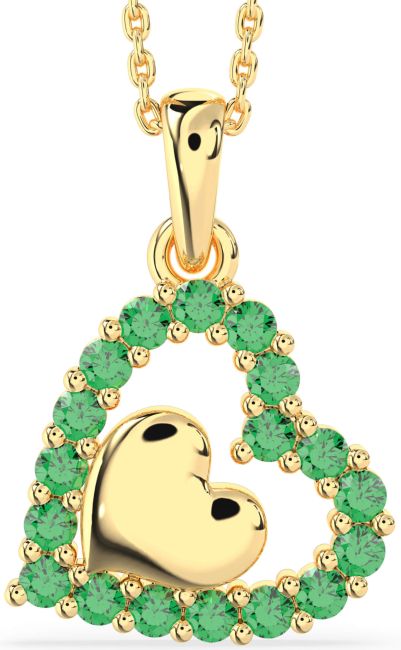 Emerald Gold Heart Necklace