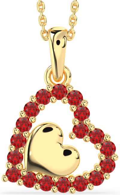 Ruby Gold Heart Necklace