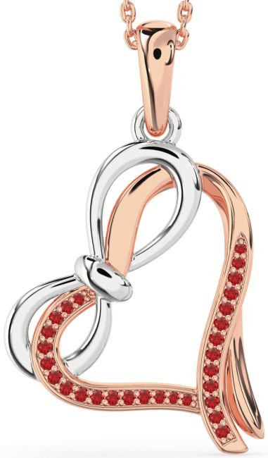 Ruby Rose Gold Silver Heart Infinity Bow Necklace