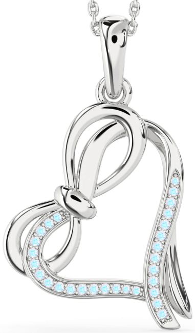 Moonstone Silver Heart Infinity Bow Necklace