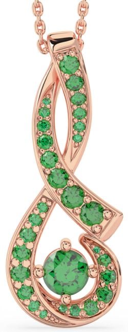 Large Emerald Rose Gold Infinity Necklace