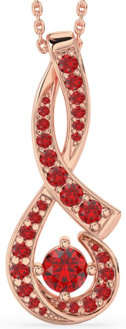Large Ruby Rose Gold Infinity Necklace