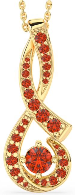 Large Fire Opal Gold Infinity Necklace
