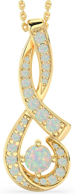 Large Opal Gold Infinity Necklace
