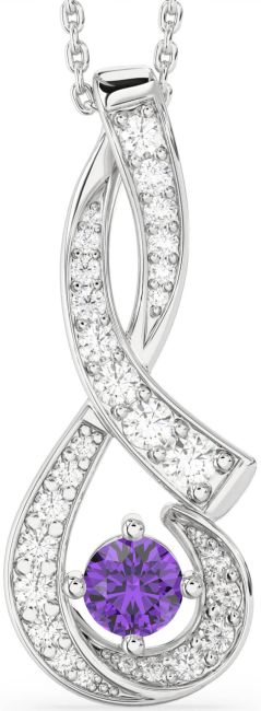 Large Diamond & Amethyst Silver Infinity Necklace