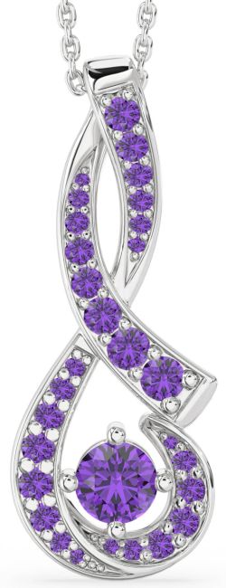 Large Amethyst Silver Infinity Necklace