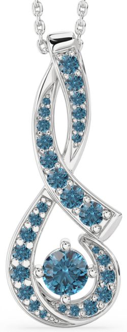 Large Blue Diamond Silver Infinity Necklace