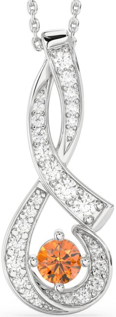 Large Diamond & Citrine Silver Infinity Necklace