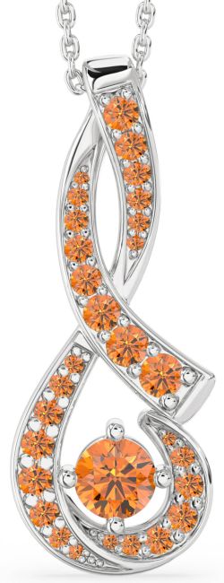 Large Citrine Silver Infinity Necklace