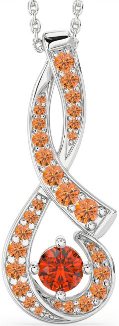 Large Fire Opal & Citrine Silver Infinity Necklace