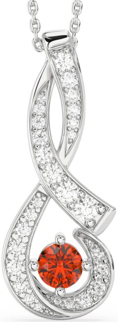 Large Diamond & Fire Opal Silver Infinity Necklace