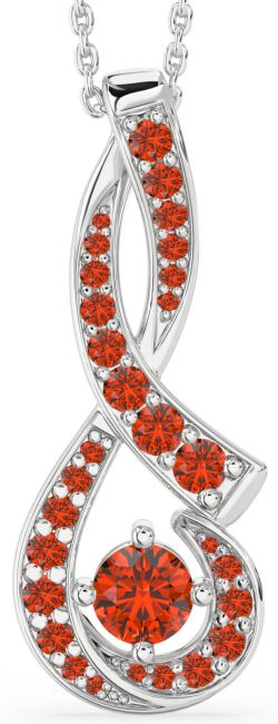 Large Fire Opal Silver Infinity Necklace