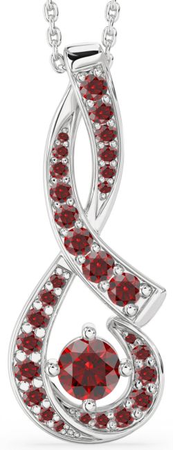 Large Garnet Silver Infinity Necklace