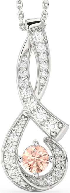 Large Diamond & Morganite Silver Infinity Necklace