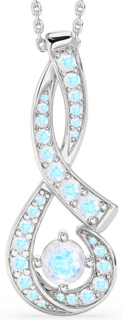 Large Moonstone Silver Infinity Necklace