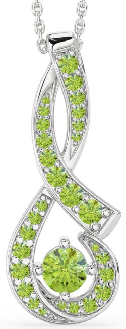 Large Peridot Silver Infinity Necklace