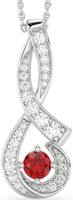 Large Diamond & Ruby Silver Infinity Necklace