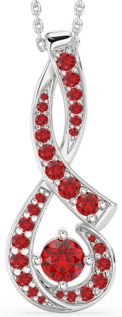 Large Ruby Silver Infinity Necklace