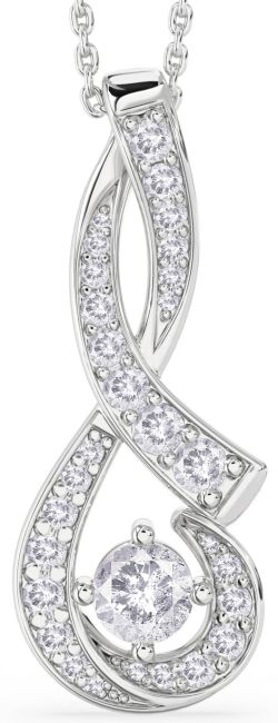 Large Salt & Pepper Diamond Silver Infinity Necklace