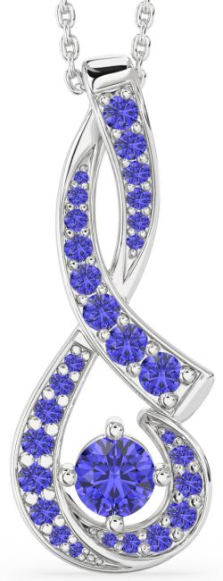 Large Tanzanite Silver Infinity Necklace