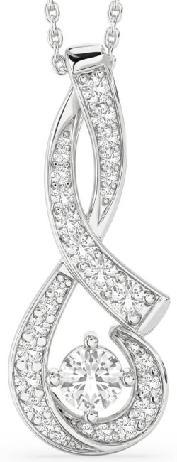 Large White Sapphire Silver Infinity Necklace