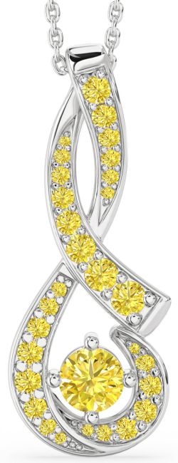 Large Yellow Diamond Silver Infinity Necklace