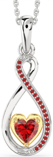 Ruby Gold Silver Infinity Heart Necklace