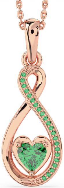 Emerald Rose Gold Infinity Heart Necklace