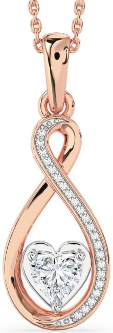 Diamond White Rose Gold Infinity Heart Necklace