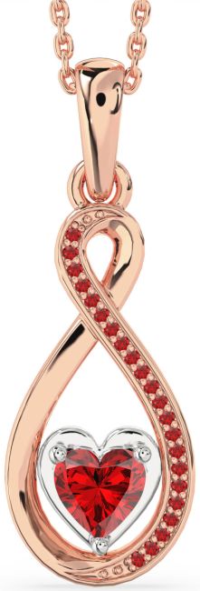Ruby Rose Gold Silver Infinity Heart Necklace