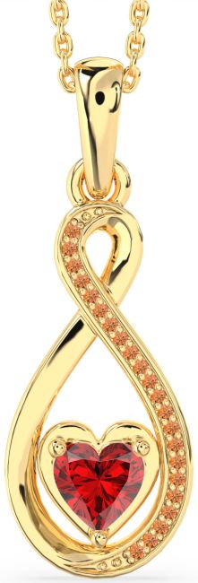 Ruby & Citrine Gold Infinity Heart Necklace