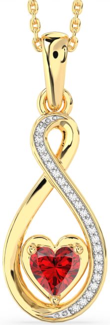 Diamond & Ruby Gold Infinity Heart Necklace