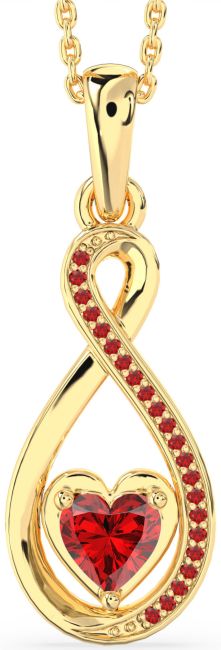 Ruby Gold Infinity Heart Necklace